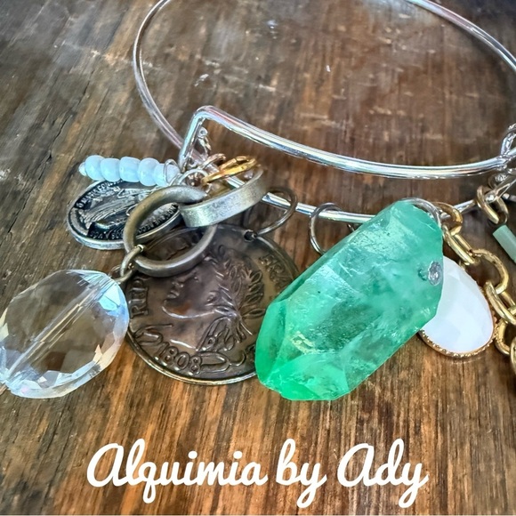 Alquimia by Ady Charm big green quartz chunk Bracelet - Picture 2 of 5